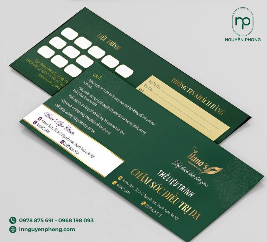 in thẻ liệu trình spa theo kích thước yêu cầu